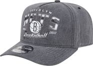 New Era Men's New Era Charcoal Brooklyn Nets Throwback Washed Pre-Curved 9FIFTY Snapback Hat