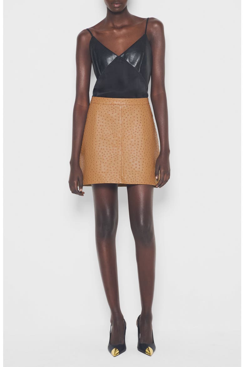 Nadine Upcycled Leather Skirt, Main, color, Amber