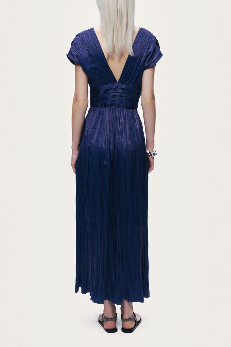 V-Neck Midi Sleeveless Dress, Alternate, color, Navy