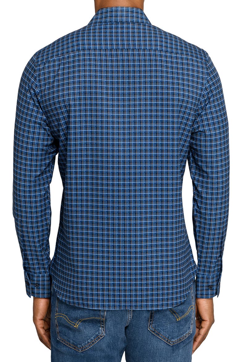Plaid Woven Long Sleeve Basic, Alternate, color, NAVY/BLACK