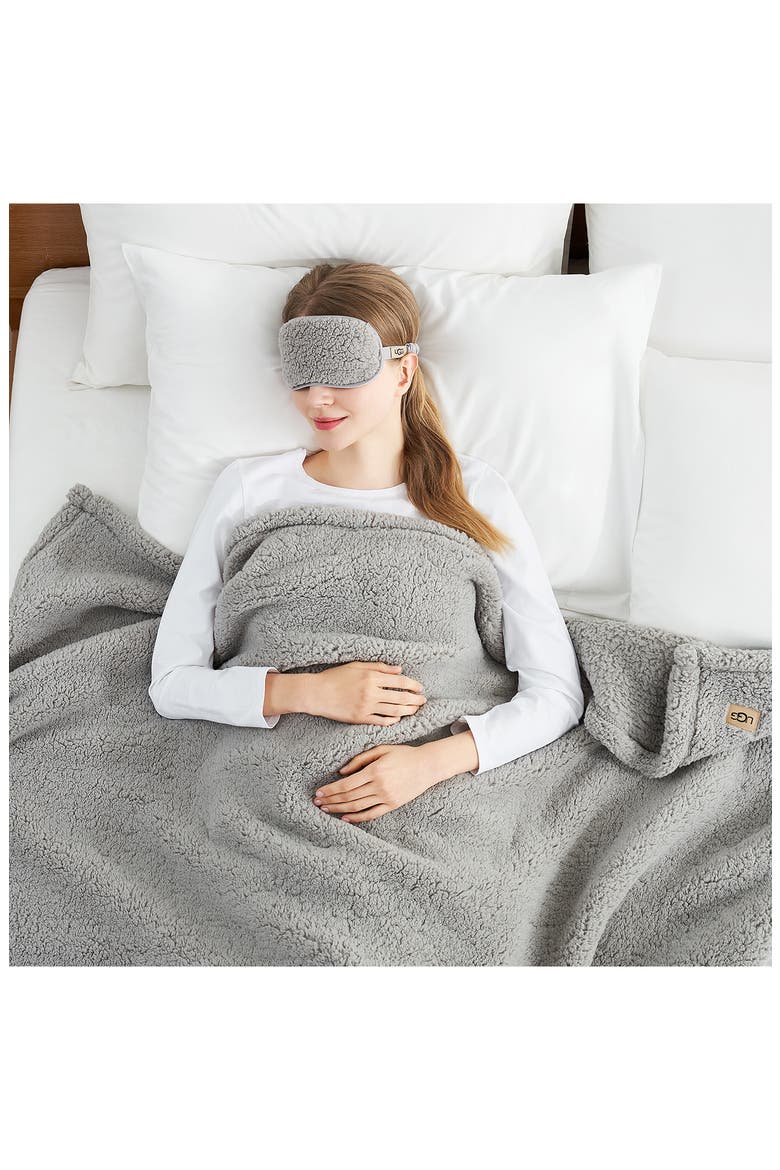 Original Faux Shearling Throw Blanket & Eye Mask Sleep Set, Alternate, color, SEAL