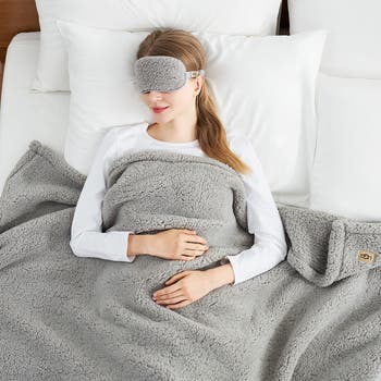 Original Faux Shearling Throw Blanket & Eye Mask Sleep Set
