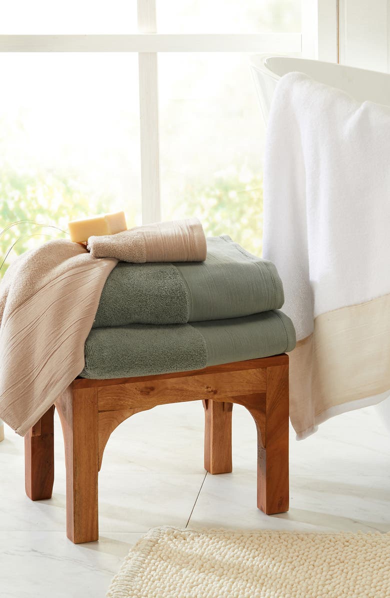 Woven & Weft Border 6-Pack Cotton Hand Towels, Alternate, color, White