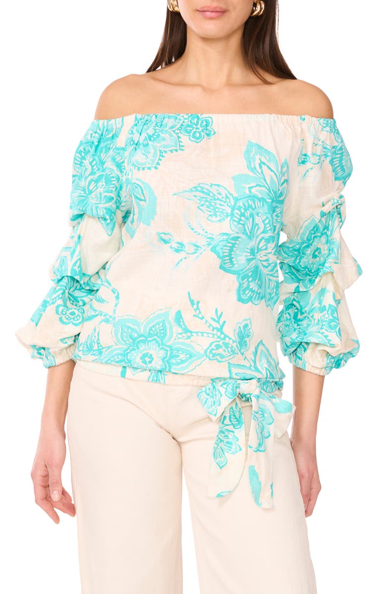 Vince Camuto Bubble Sleeve Off the Shoulder Top, Main, color, 
