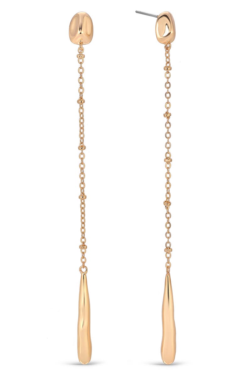 Ettika 18K Gold Plated Nugget Linear Drop Earrings, Main, color, 