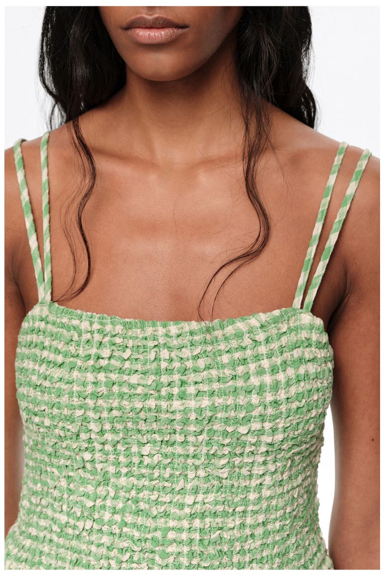 Checked Gathered Balloon Jumpsuit, Alternate, color, GREEN
