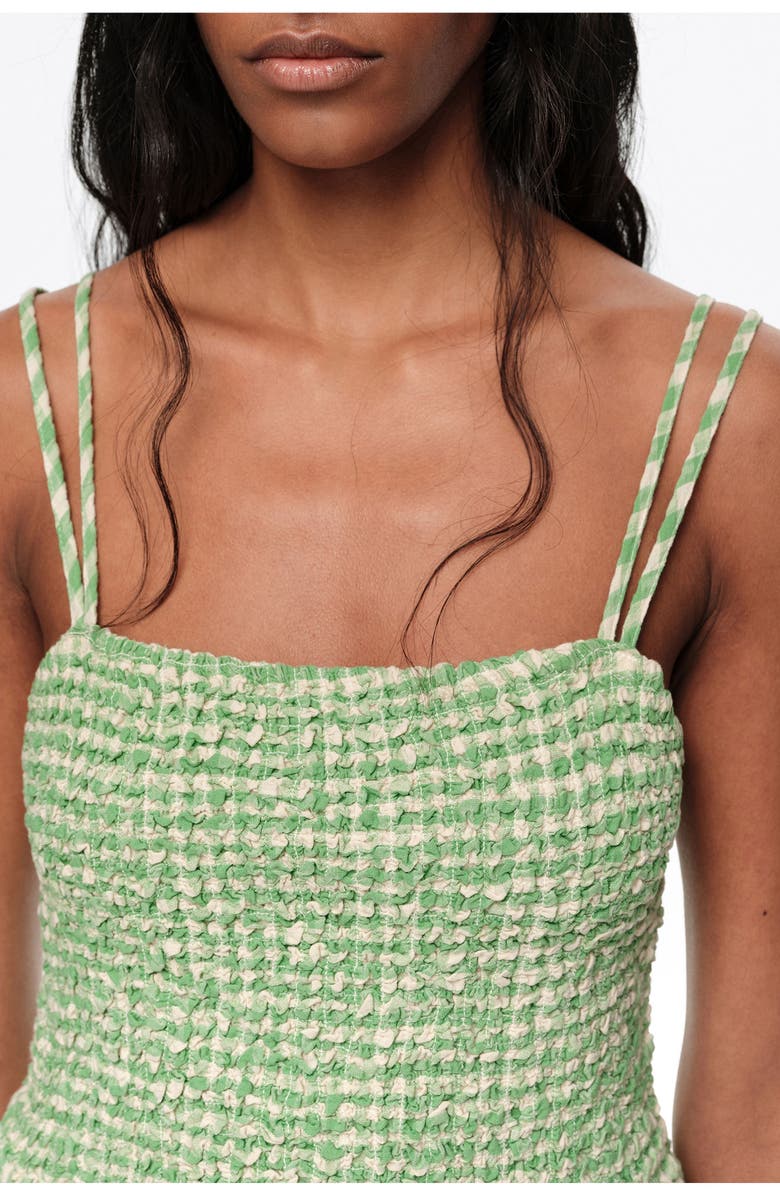 Bimba y Lola Checked Gathered Balloon Jumpsuit, Alternate, color, Green