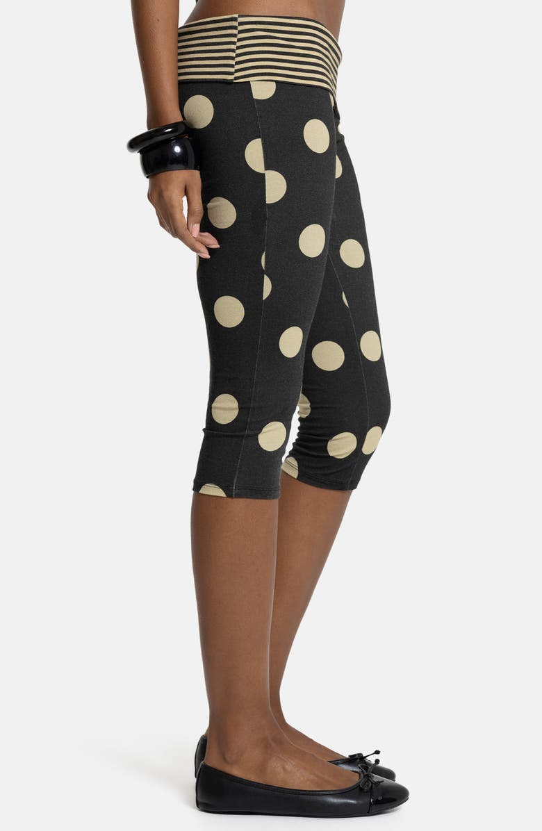 JADED LONDON Mixed Print Foldover Waist Capri Pants, Alternate, color, Black