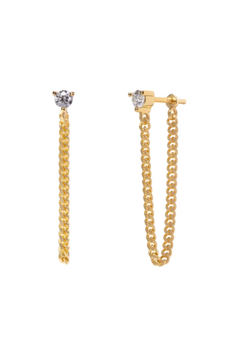Chained Moissanite Earrings, Alternate, color, Gold / Clear