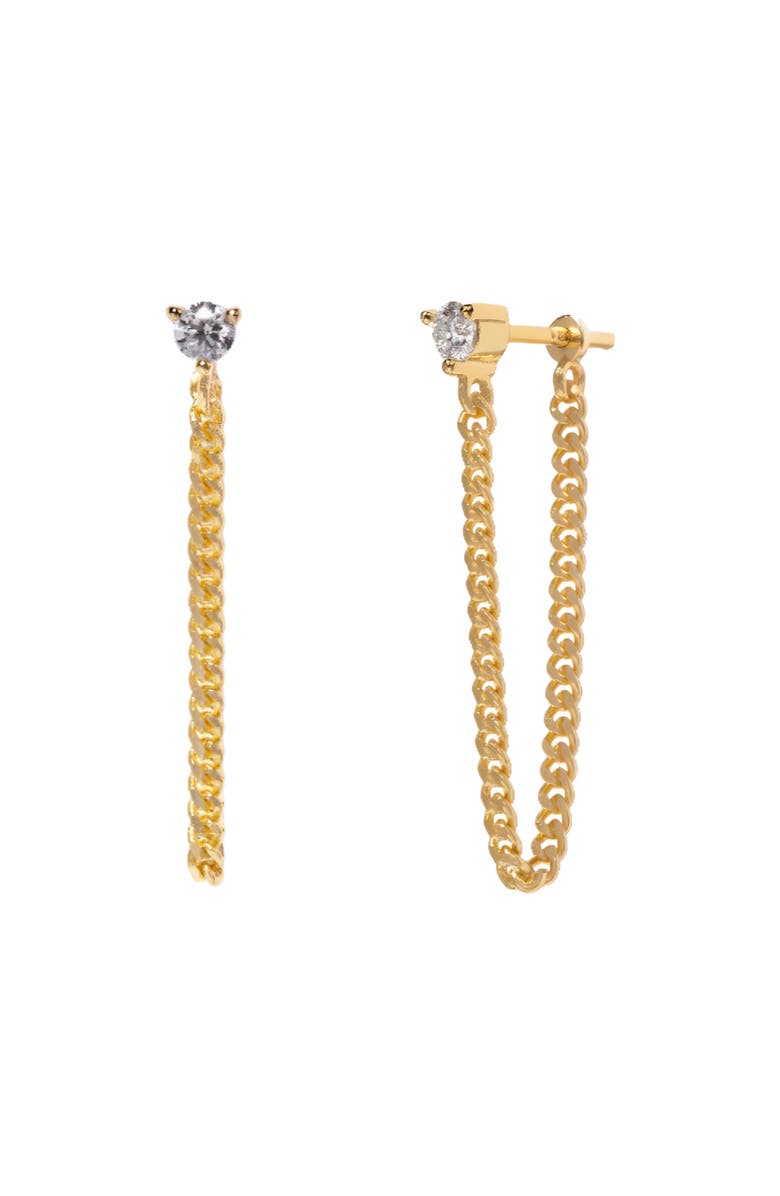Little Sky Stone Chained Moissanite Earrings, Alternate, color, Gold / Clear