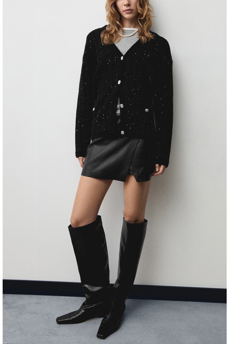 Sequin Cardigan, Alternate, color, BLACK