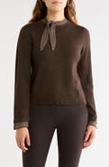 Democracy Contrast Tie Crewneck Sweater