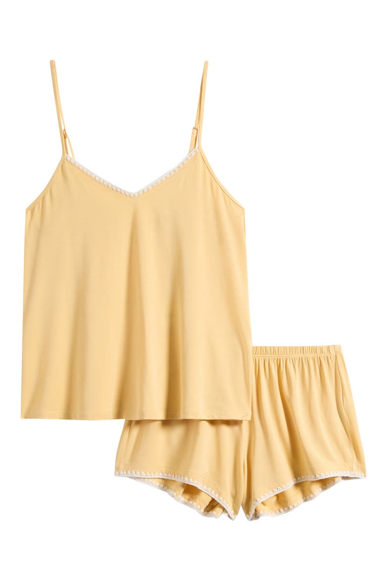 Frida Camisole & Shorts Pajamas, Alternate, color, SUNBEAM/ IVORY