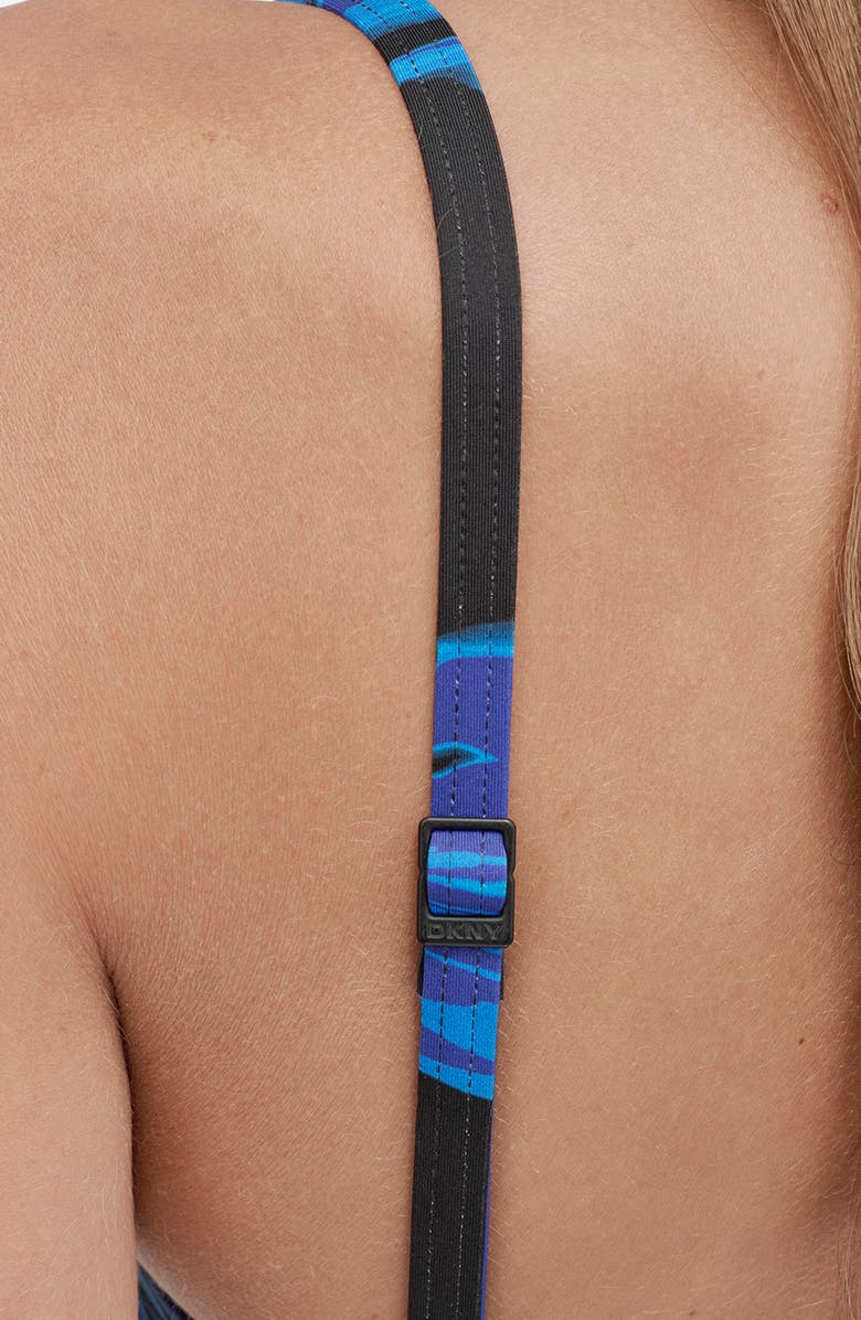 DKNY Ruched One-Piece Swimsuit, Alternate, color, Brush Stroke