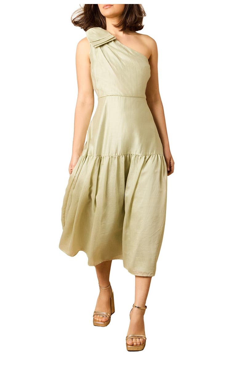 Oasis Bow Shoulder Detail Midi Dress, Alternate, color, Pistachio