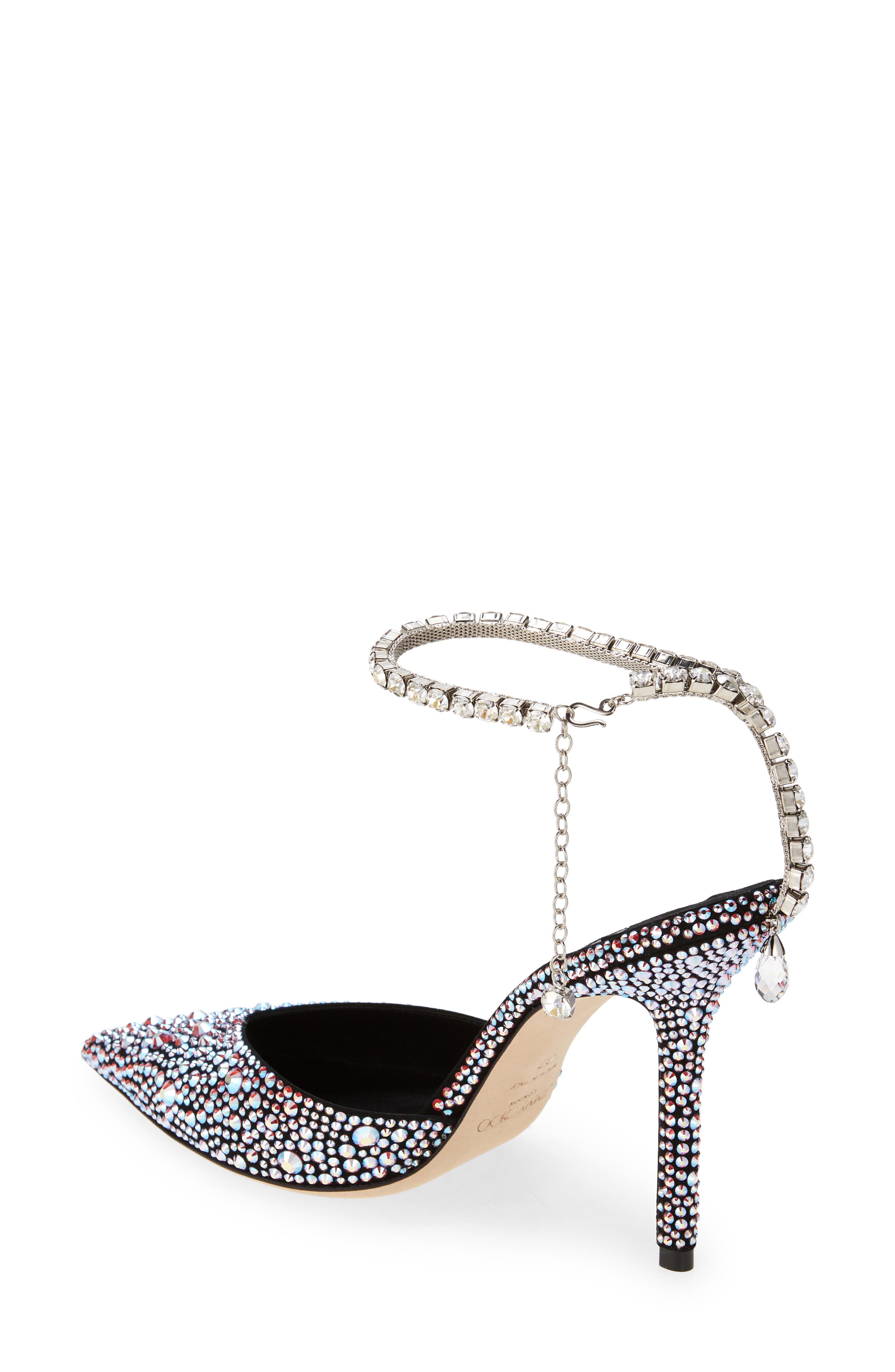Jimmy Choo Saeda Crystal Ankle Strap Pointed Toe Pump, Alternate, color, 