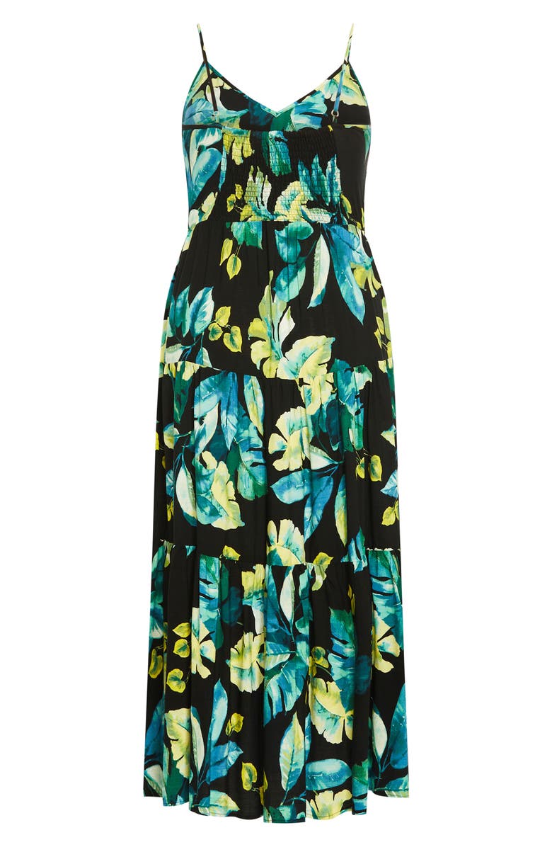 City Chic Tropical Print Maxi Sundress, Alternate, color, Tropical Oasis