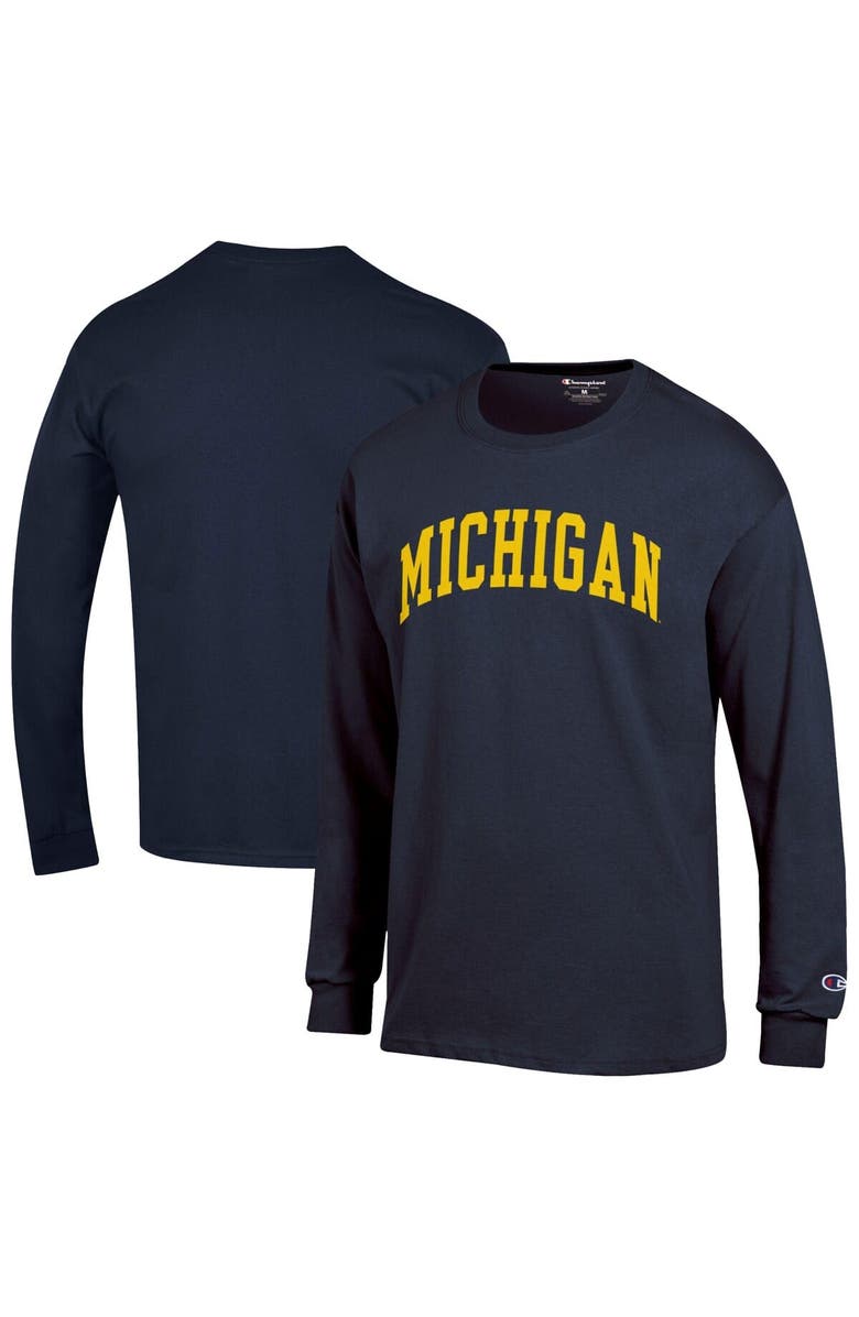 Champion Men's Champion  Navy Michigan Wolverines Basic Arch Long Sleeve T-Shirt, Alternate, color, Navy