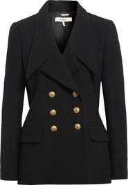 Chloé Wool Blend Bouclé Peacoat