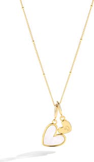 Mint & Lily Mother Of Pearl Heart Initial Necklace
