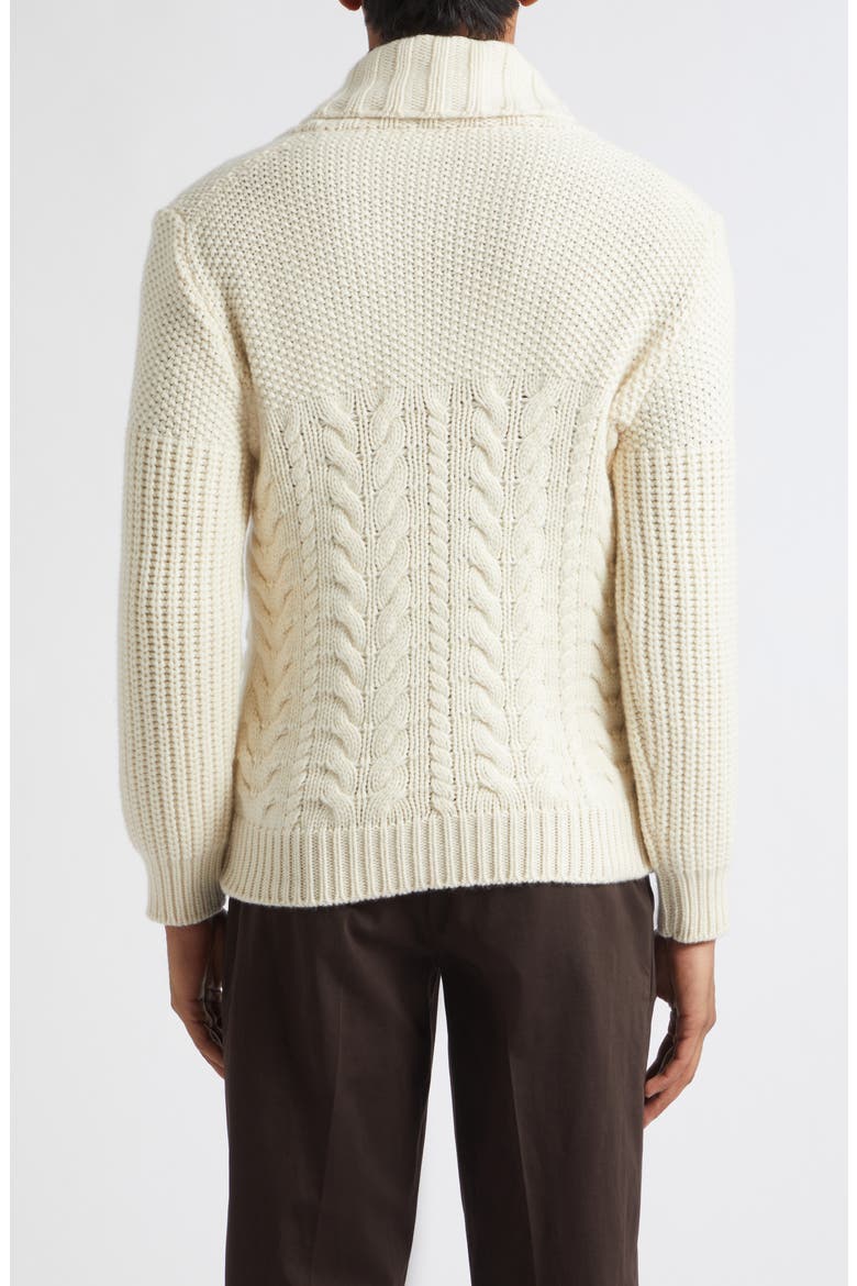Mixed Stitch Shawl Collar Cashmere Sweater, Alternate, color, OFF WHITE 020