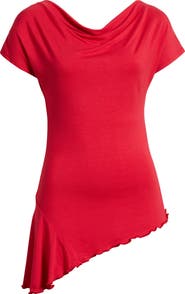 Loveappella Ruched Asymmetric Top