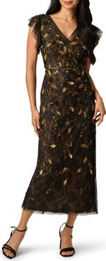 Adrianna Papell Beaded Lace Gown