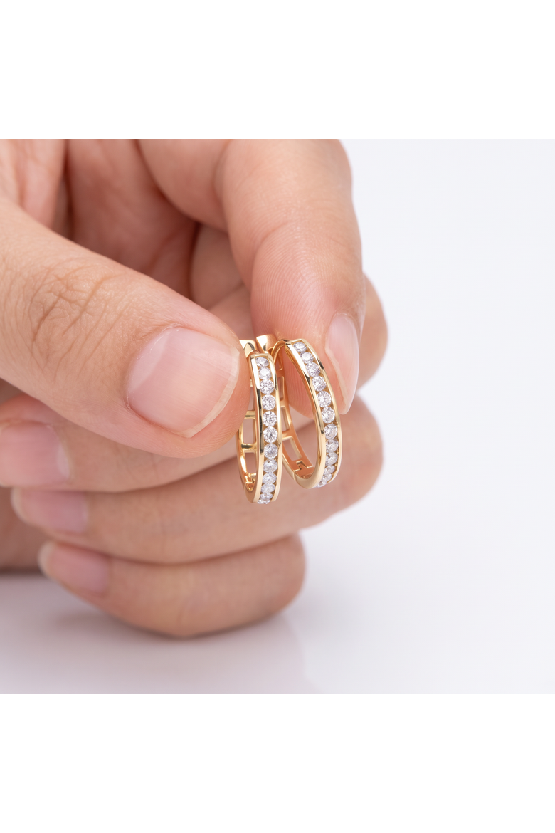1/2Ct Diamond Hoops Gold Small Earrings Lab Grown, Alternate, color, Yellow Gold
