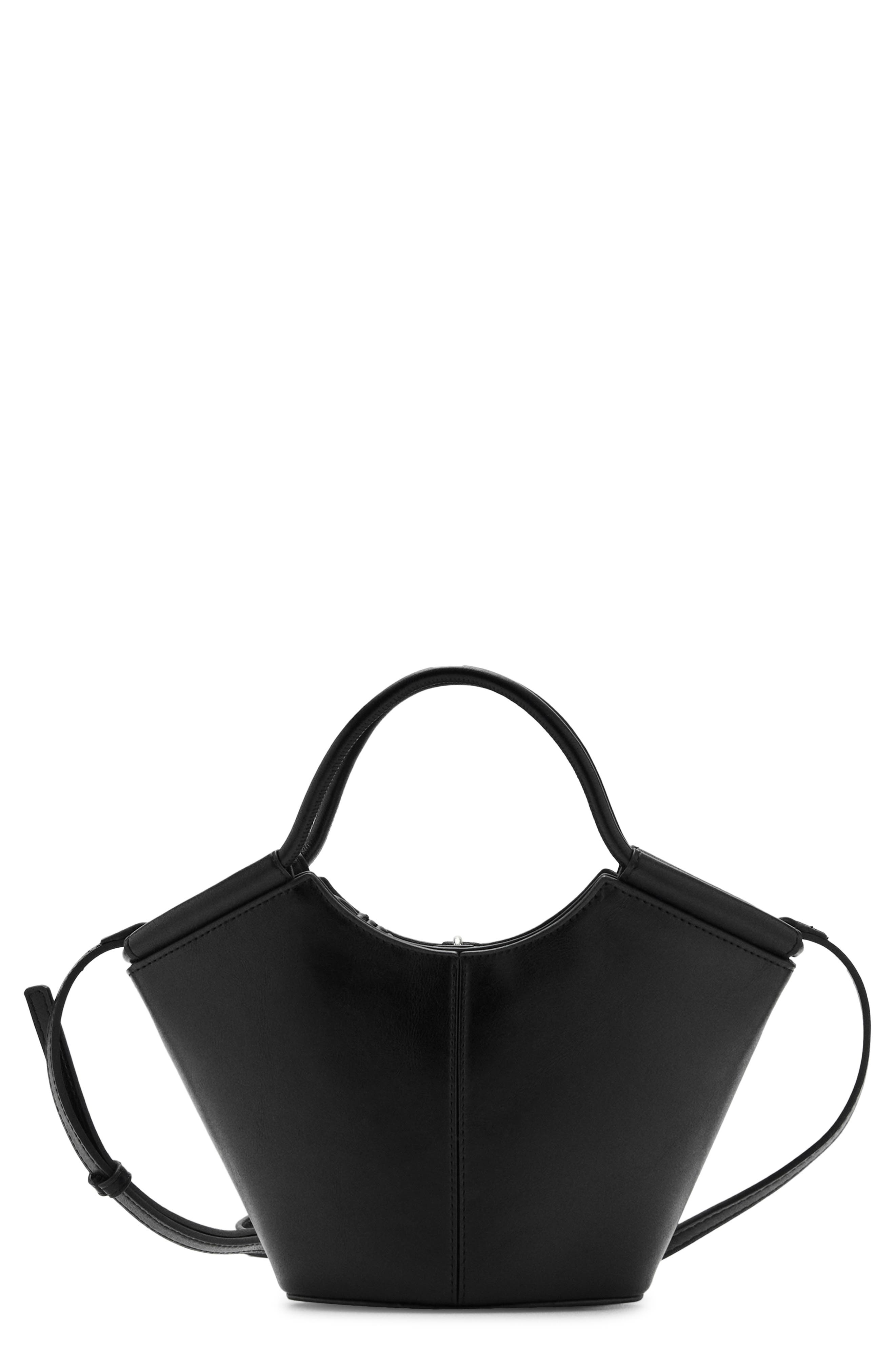 MANGO Mini Faux Leather Shopper Bag, Main, color, 