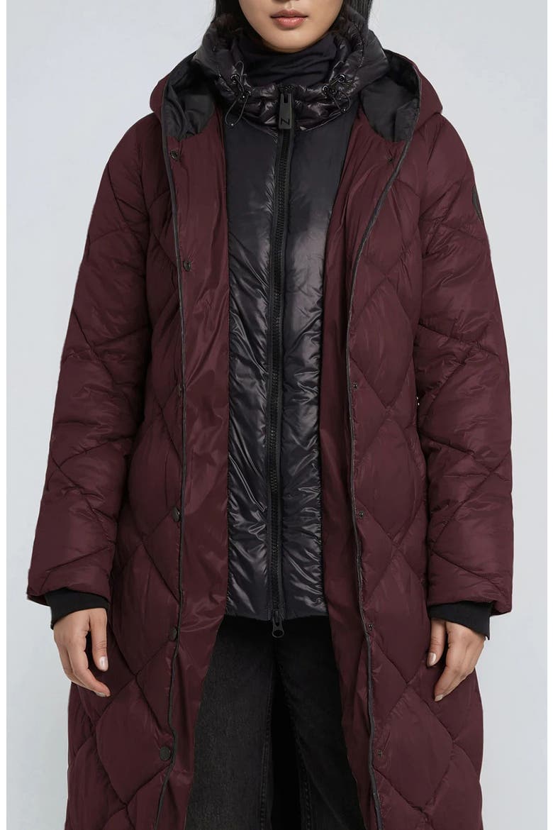 Amiyah Belted Diamond Quilt Longline Jacket, Alternate, color, PORTO