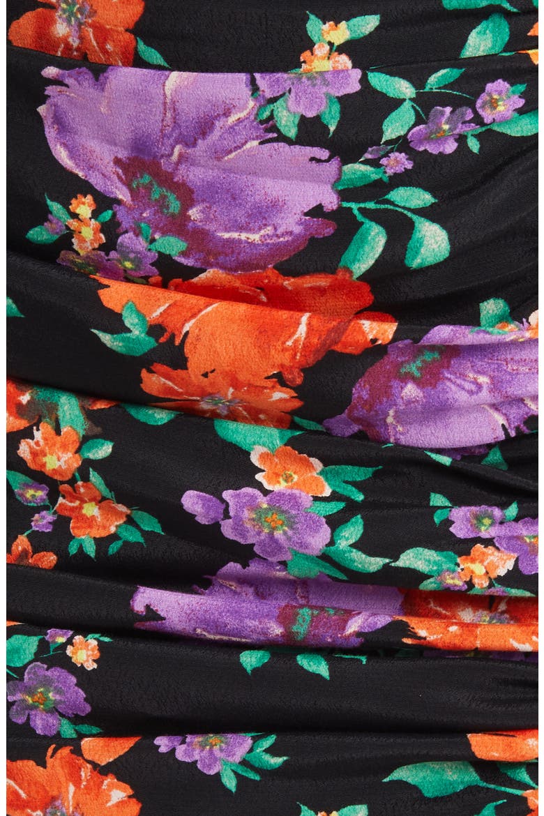 Floral Ruched Off the Shoulder Minidress, Alternate, color, BLACK RED FLORAL