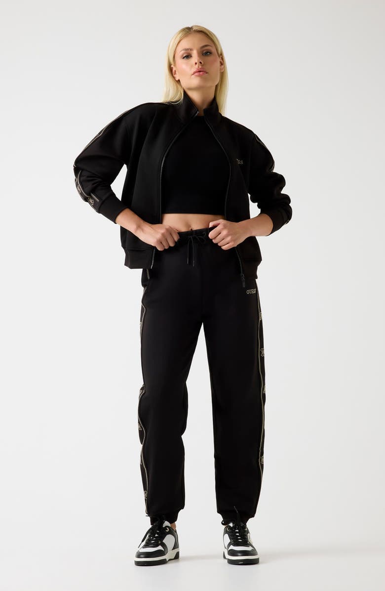 GUESS Octavia Rhinestone Joggers, Alternate, color, Black