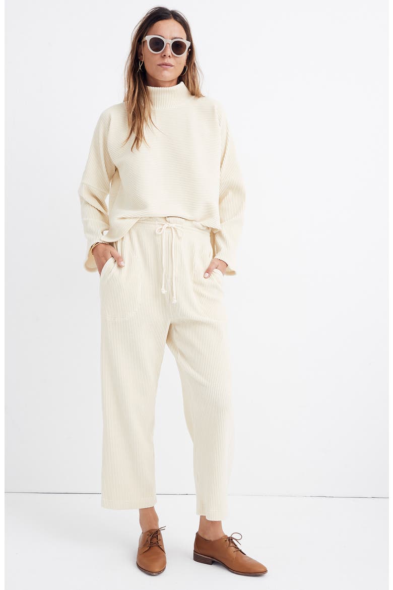 Texture & Thread Velour Corduroy Mock Neck Top, Alternate, color, ANTIQUE CREAM