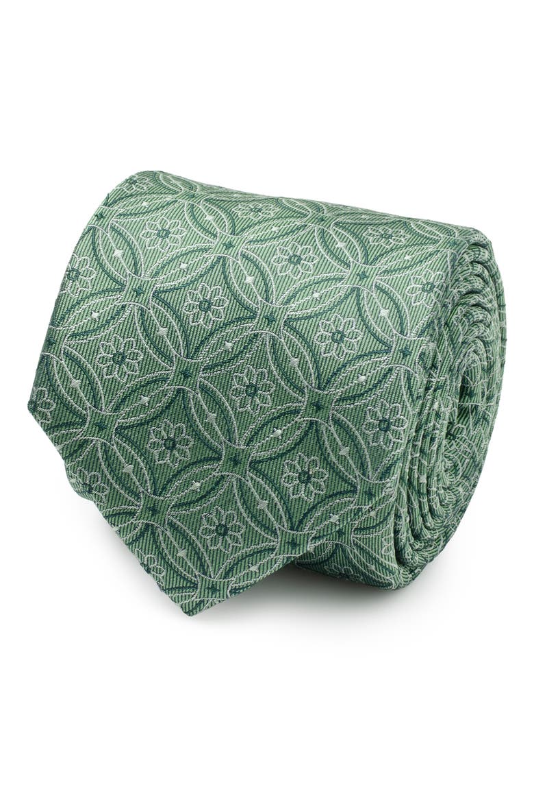 Watercress Green Tiled Silk Tie, Alternate, color, GREEN