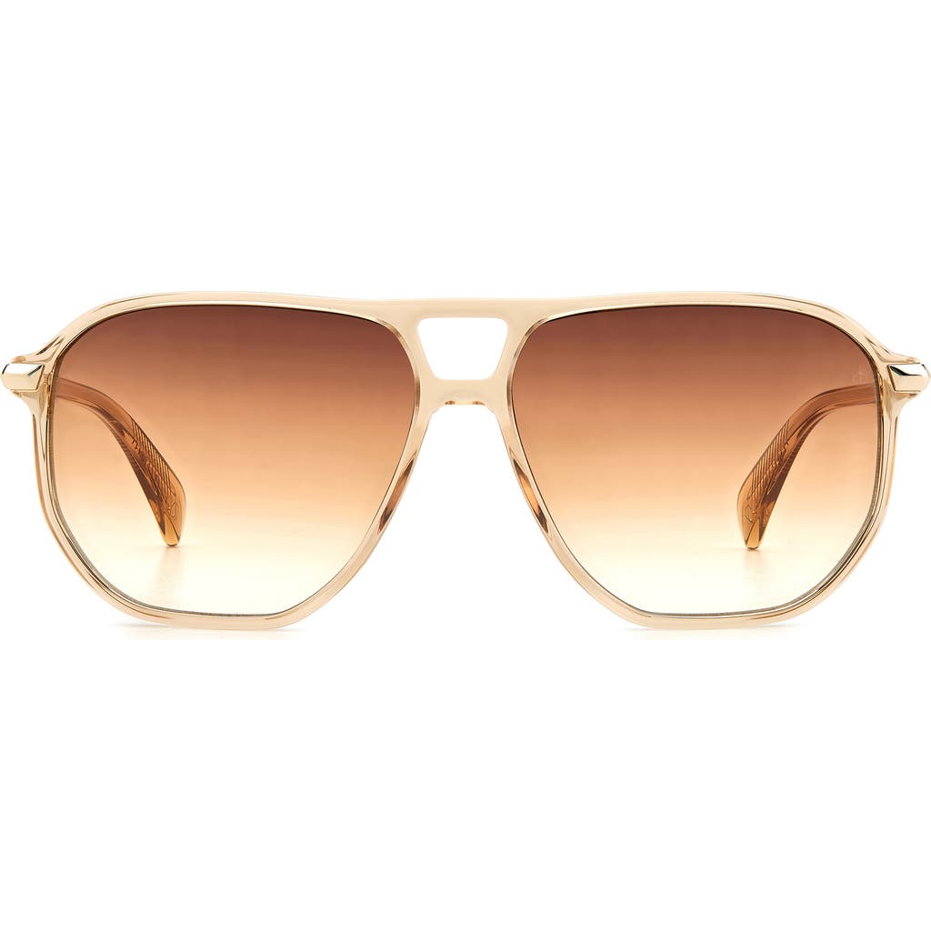 Rag & Bone 58mm Rectangular Sunglasses In Gold