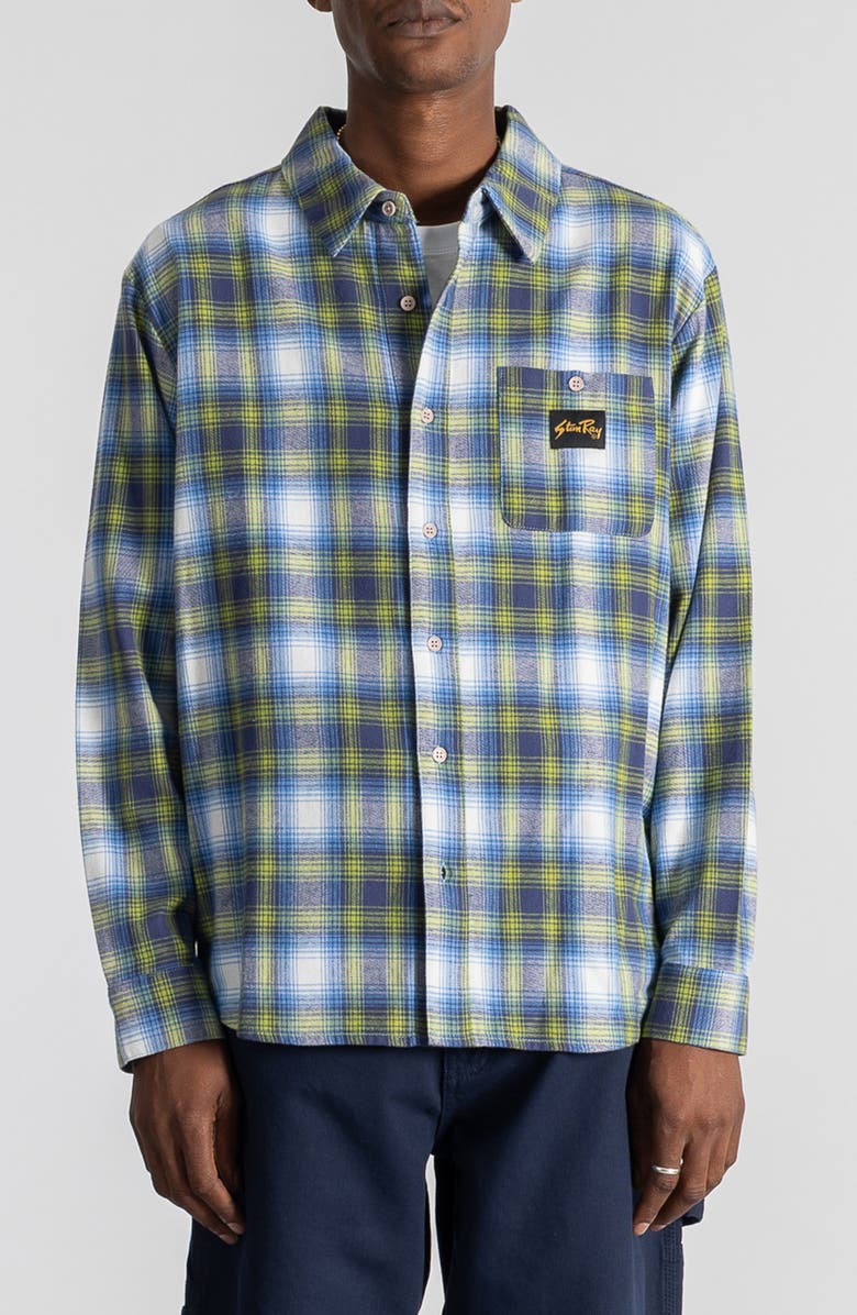 STAN RAY Plaid Flannel Button-Up Shirt, Main, color, Bright Blue Plaid