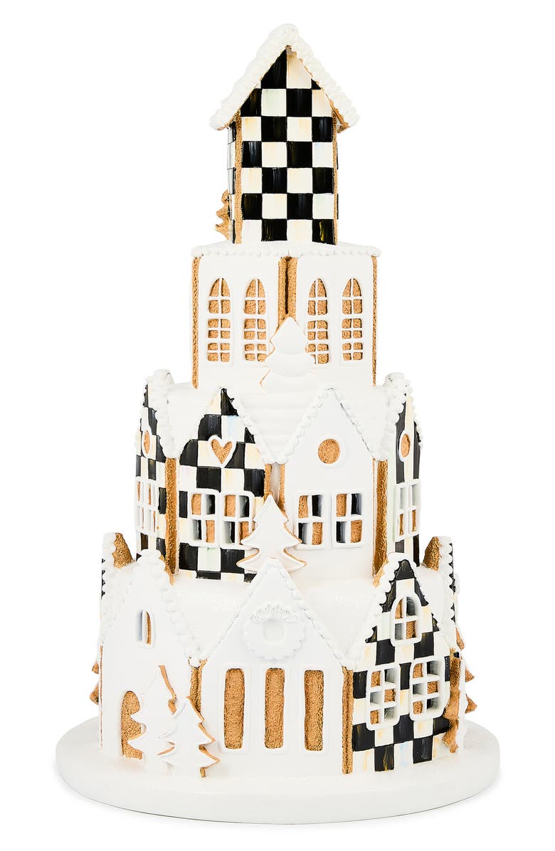 MACKENZIE CHILDS Gingerbread Round Illuminated Village Figurine, Alternate, color, White