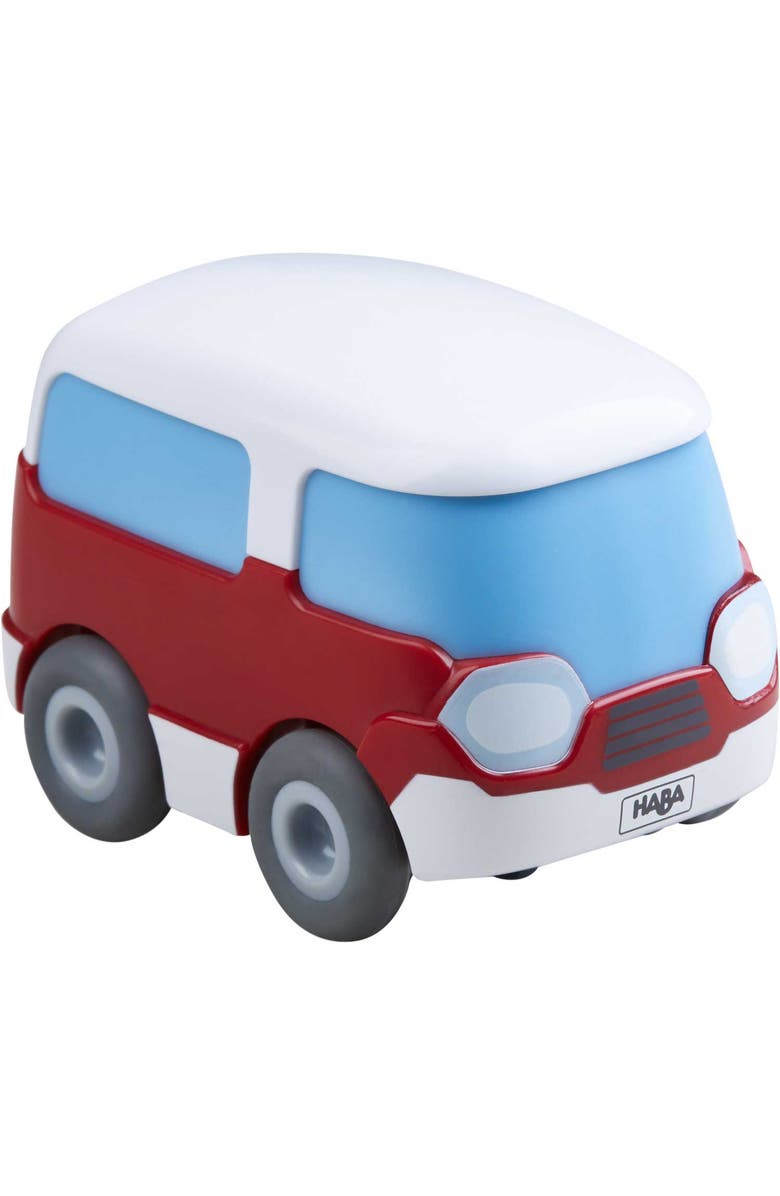 HABA Toddler Car Toy with Momentum Motor - Kullerbu Red Mini Bus, Push and Go Cars for Kids Ages 3-5, Bus Toys for Ages 2 Years Old and Up, Main, color,
