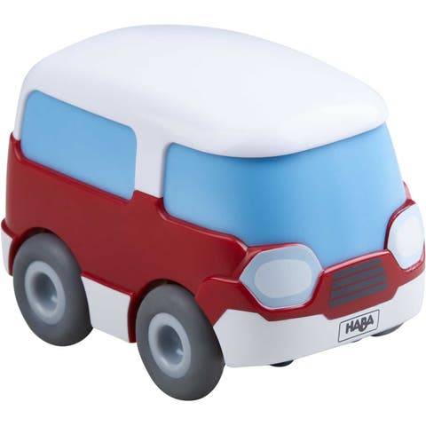 Toddler Car Toy with Momentum Motor - Kullerbu Red Mini Bus, Push and Go Cars for Kids Ages 3-5, Bus Toys for Ages 2 Years Old and Up