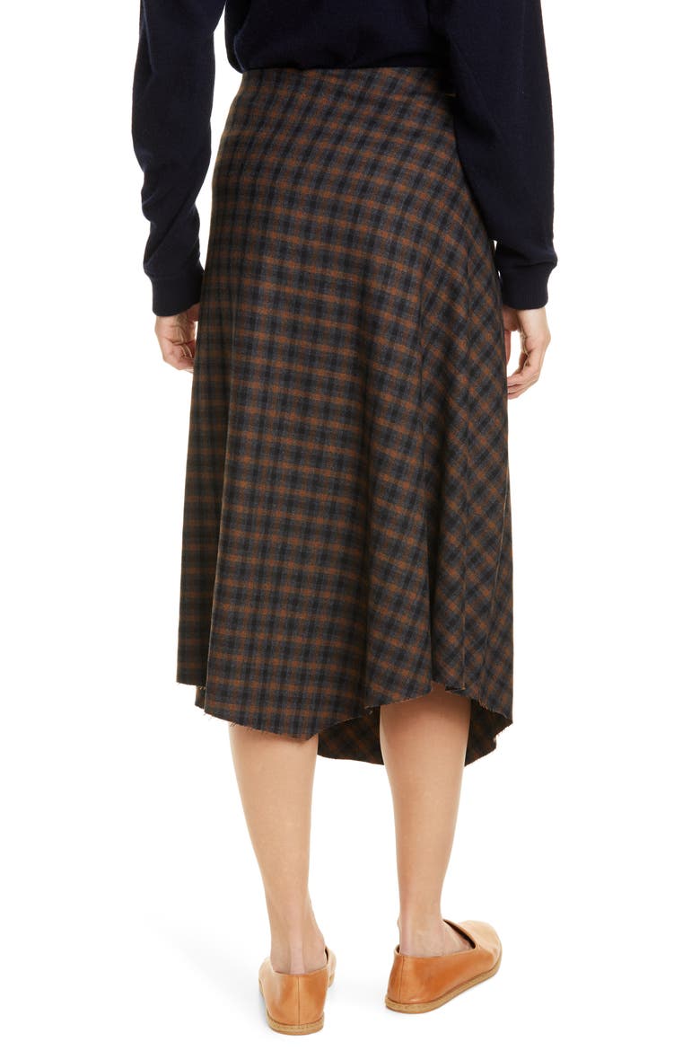 Drape Front Check Plaid Skirt, Alternate, color, MAHOGANY
