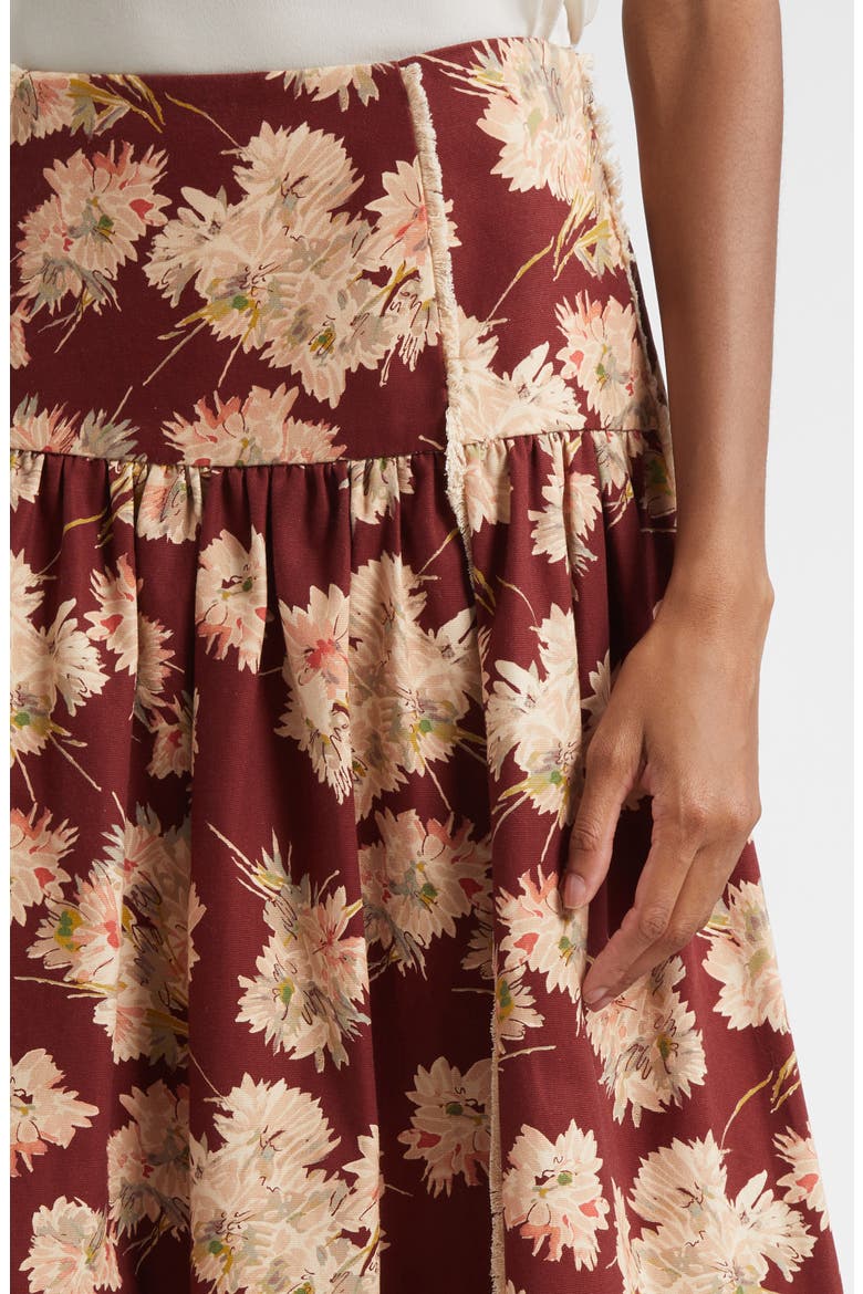 Mae Bouquet Fray Maxi Skirt, Alternate, color, WINEBERRY MULTI