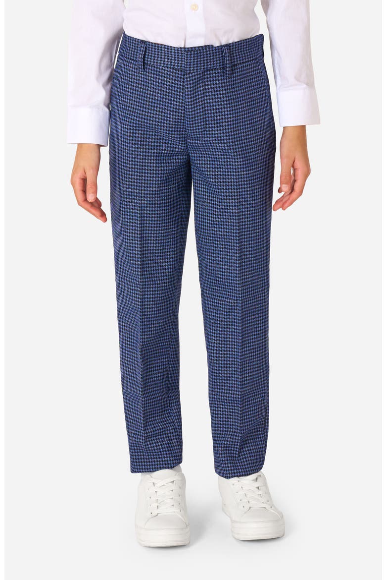 Kids' Daily Tan Navy Houndsooth Check Stretch Suit, Alternate, color, MISCELLANEOUS