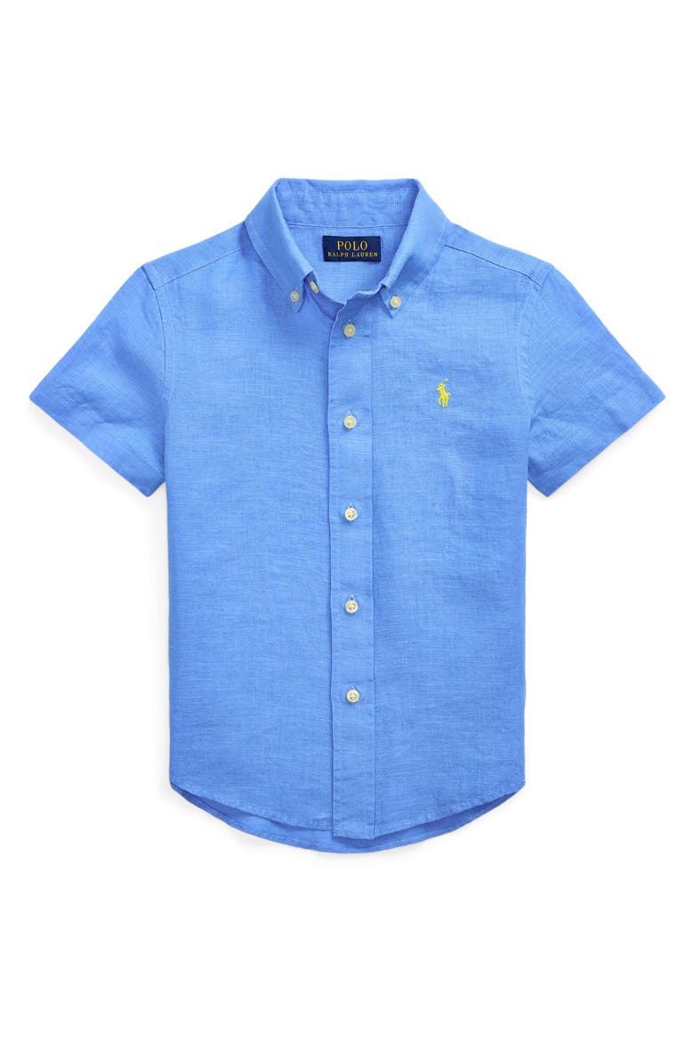 Polo Ralph Lauren Kids' Linen Button-Down Shirt, Main, color, Harbor Island Blue