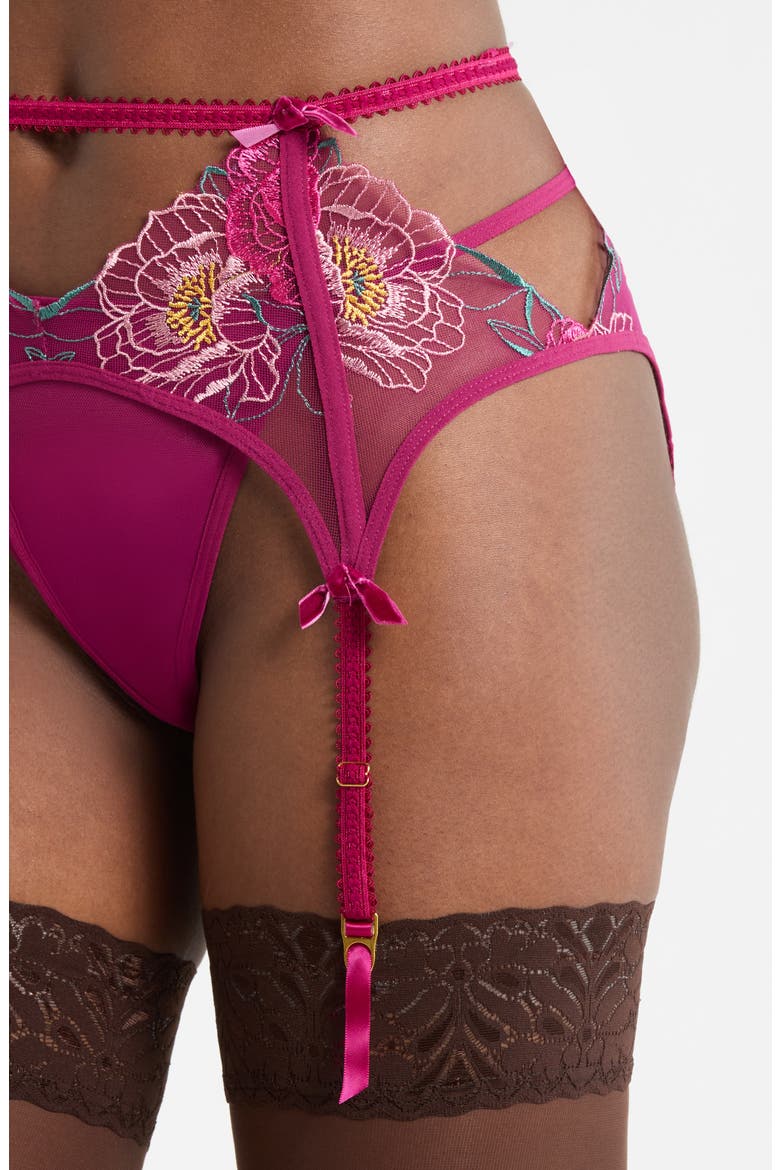 Underwire Bra, G-String & Garter Belt Set, Alternate, color, DHALIA