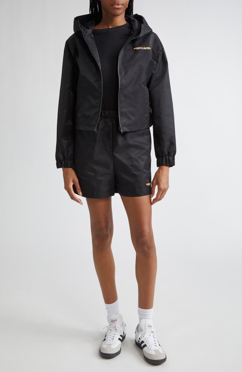 Sporty & Rich Bold Health Nylon Windbreaker, Alternate, color, Black