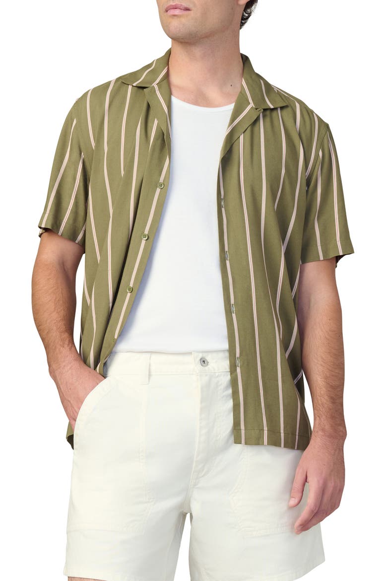 Stripe Camp Shirt, Main, color, OLIVE STRIPE