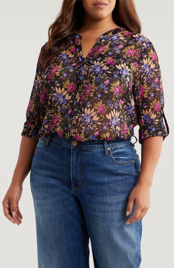 KUT FROM THE KLOTH KUT FROM THE KLOTH JASMINE ROLL SLEEVE TOP 
