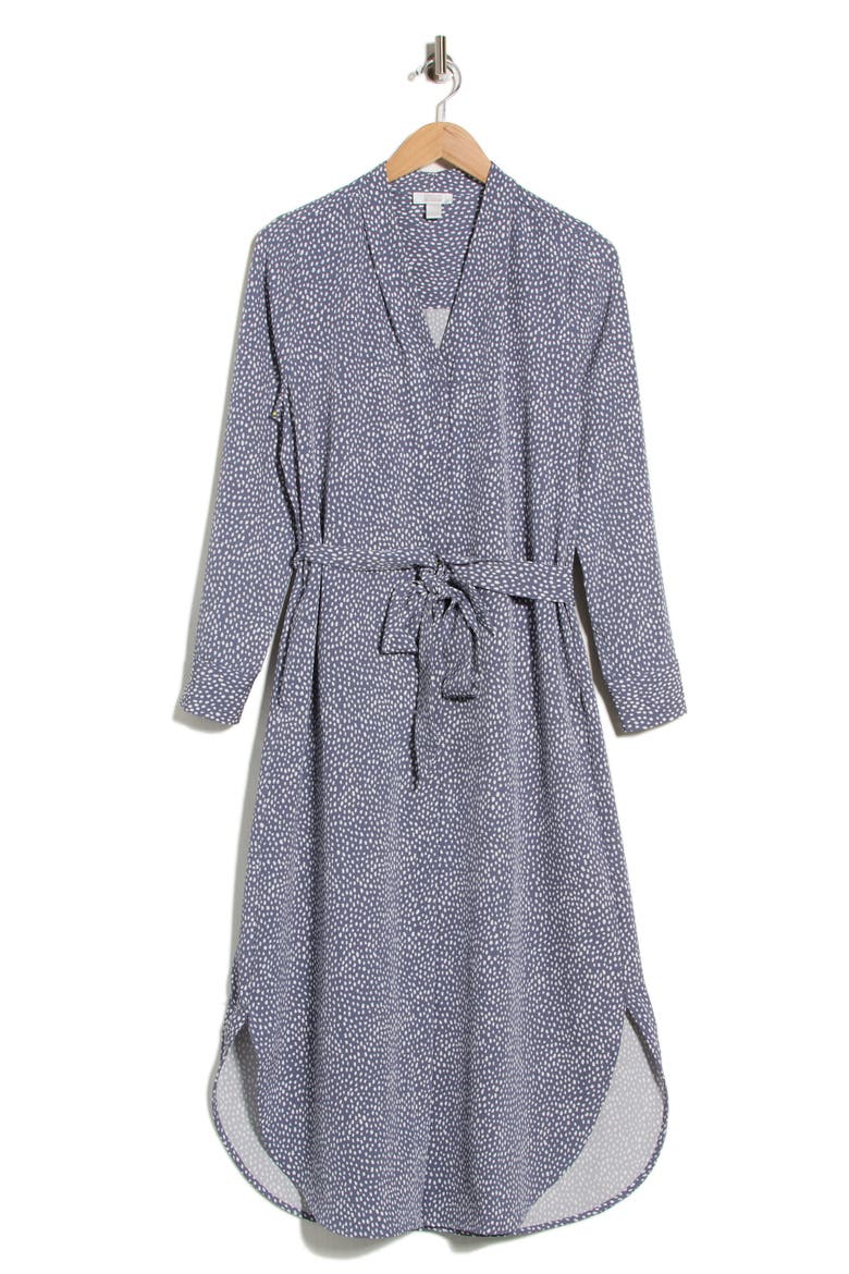 Long Sleeve Shirtdress, Alternate, color, GREY FOLKSTONE BRUSH DOT
