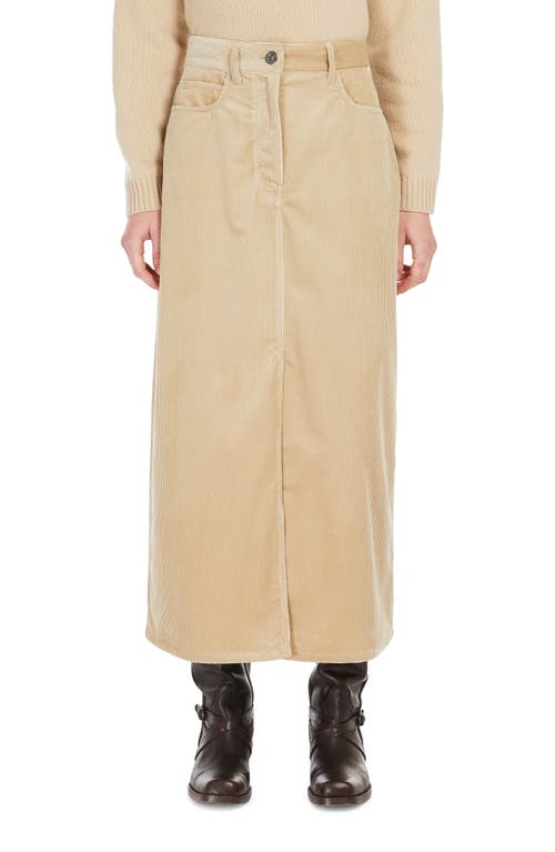 Weekend Max Mara Ghitto Corduroy Midi Skirt in Beige 