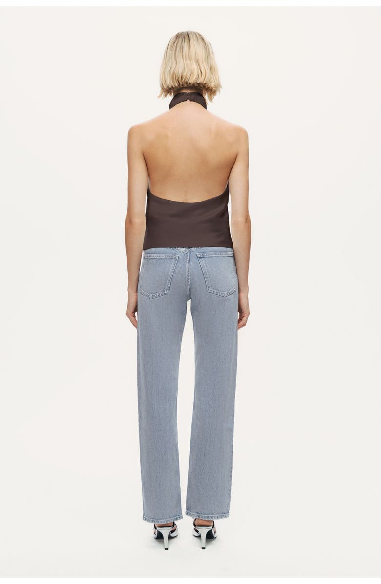 Nocturne Satin Halter Neck Top, Alternate, color, Brown